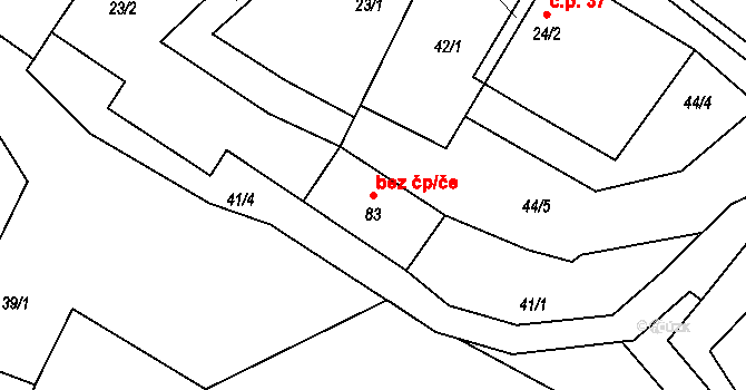Olešenka 42176743 na parcele st. 83 v KÚ Olešenka, Katastrální mapa