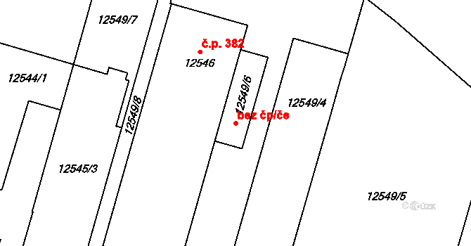 Vsetín 42616743 na parcele st. 12549/6 v KÚ Vsetín, Katastrální mapa