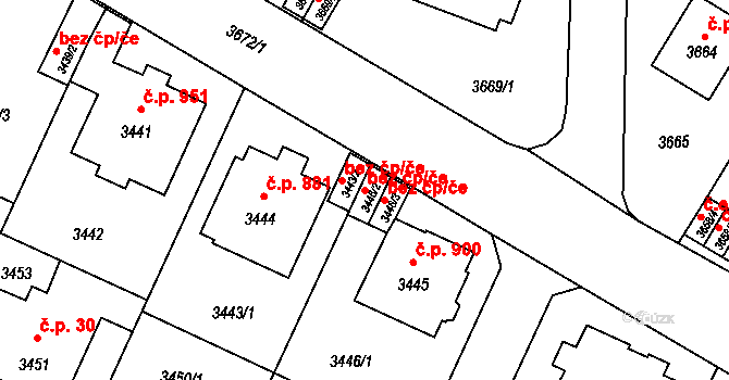 Litoměřice 47627743 na parcele st. 3446/2 v KÚ Litoměřice, Katastrální mapa
