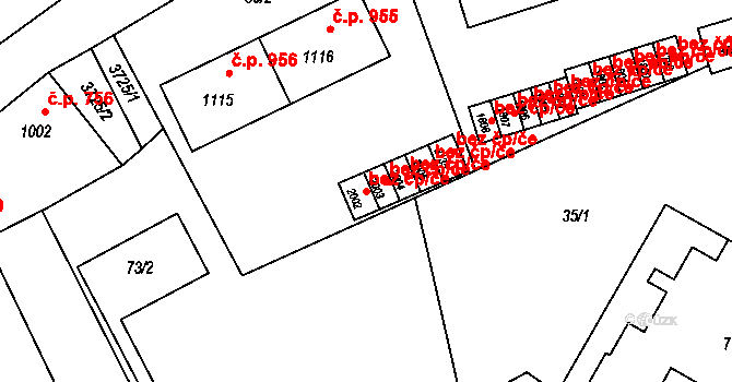 Rožnov pod Radhoštěm 48547743 na parcele st. 2002 v KÚ Rožnov pod Radhoštěm, Katastrální mapa