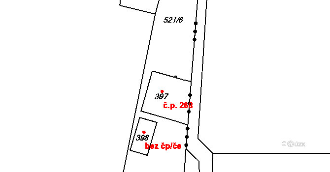 Přerov III-Lověšice 268, Přerov na parcele st. 397 v KÚ Lověšice u Přerova, Katastrální mapa
