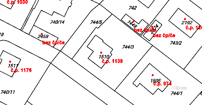 Neratovice 1138 na parcele st. 1510 v KÚ Neratovice, Katastrální mapa