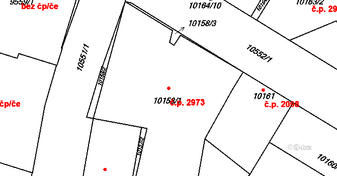 Jižní Předměstí 2973, Plzeň na parcele st. 10158/1 v KÚ Plzeň, Katastrální mapa