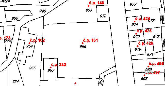 Velké Hamry 161 na parcele st. 956 v KÚ Velké Hamry, Katastrální mapa