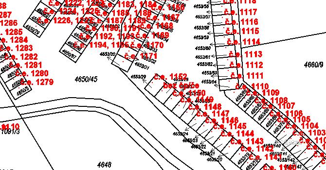Jihlava 1152 na parcele st. 4653/29 v KÚ Jihlava, Katastrální mapa