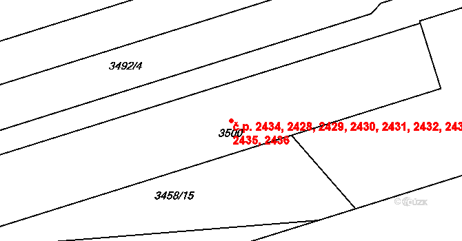 Kročehlavy 2428,2429,2430,2431,, Kladno na parcele st. 3500 v KÚ Kročehlavy, Katastrální mapa