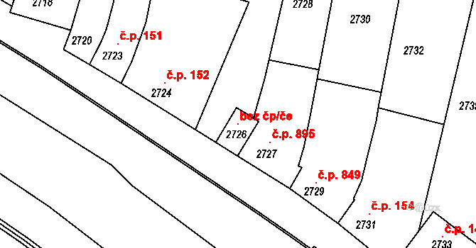 Kunovice 147555744 na parcele st. 2726 v KÚ Kunovice u Uherského Hradiště, Katastrální mapa