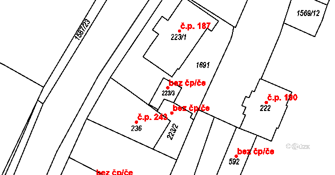 Švihov 148938744 na parcele st. 223/3 v KÚ Švihov u Klatov, Katastrální mapa