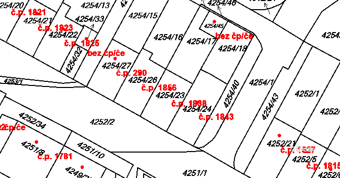 Boskovice 1838 na parcele st. 4254/23 v KÚ Boskovice, Katastrální mapa