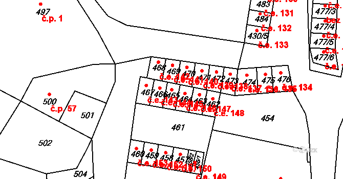 Miřetice u Klášterce nad Ohří 145, Klášterec nad Ohří na parcele st. 465 v KÚ Miřetice u Klášterce nad Ohří, Katastrální mapa
