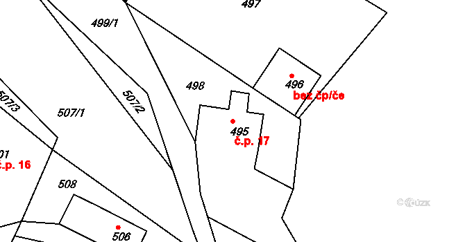 Děčín XXXII-Boletice nad Labem 17, Děčín na parcele st. 495 v KÚ Boletice nad Labem, Katastrální mapa