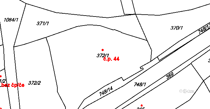 Čelkovice 44, Tábor na parcele st. 372/1 v KÚ Čelkovice, Katastrální mapa