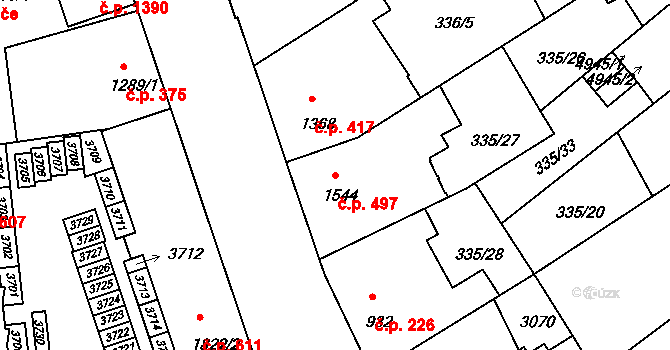 Kolín V 497, Kolín na parcele st. 1544 v KÚ Kolín, Katastrální mapa