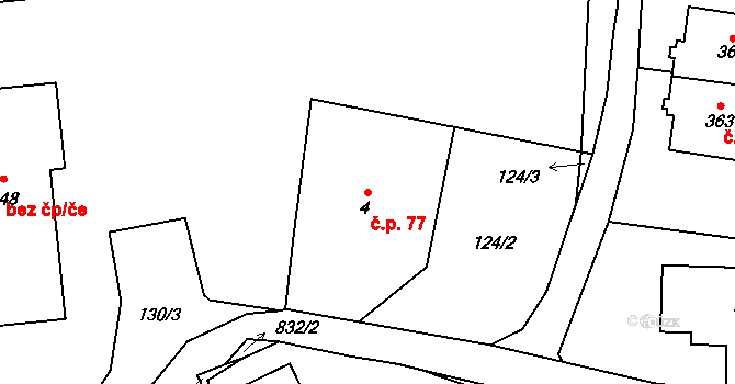 Luby 77, Klatovy na parcele st. 4 v KÚ Luby, Katastrální mapa