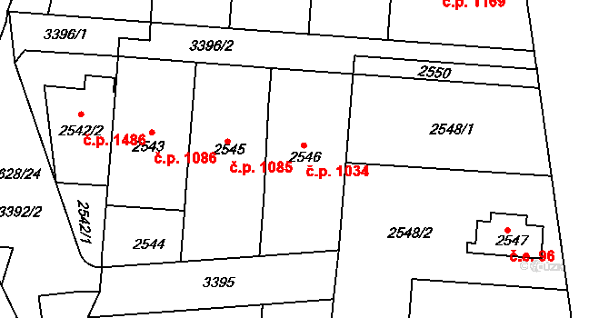 Michle 1034, Praha na parcele st. 2546 v KÚ Michle, Katastrální mapa
