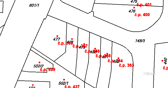 Neředín 366, Olomouc na parcele st. 479 v KÚ Neředín, Katastrální mapa