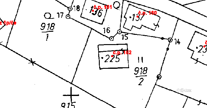 Jeřmanice 152 na parcele st. 225 v KÚ Jeřmanice, Katastrální mapa