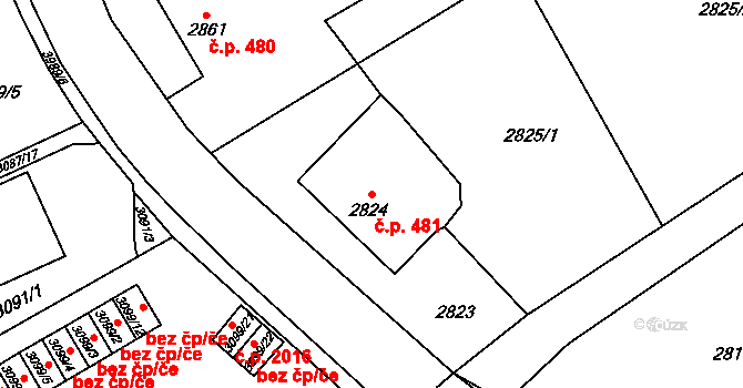 Hranice 481, Karviná na parcele st. 2824 v KÚ Karviná-město, Katastrální mapa
