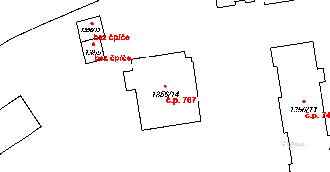 Butovice 767, Studénka na parcele st. 1356/14 v KÚ Butovice, Katastrální mapa