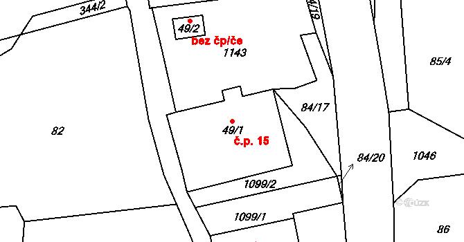 Kněžpole 15, Jiříkov na parcele st. 49/1 v KÚ Kněžpole, Katastrální mapa