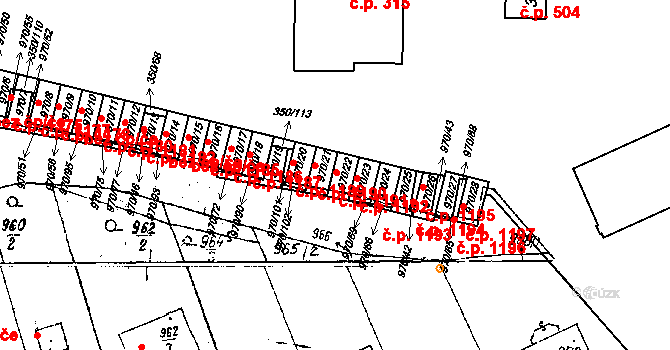 Dobšice 1191 na parcele st. 970/22 v KÚ Dobšice u Znojma, Katastrální mapa