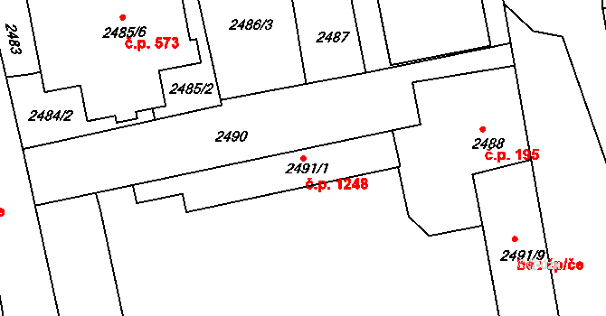 Rohatec 1248 na parcele st. 2491/1 v KÚ Rohatec, Katastrální mapa
