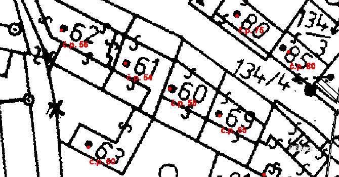 Heřmaň 55 na parcele st. 60 v KÚ Heřmaň, Katastrální mapa