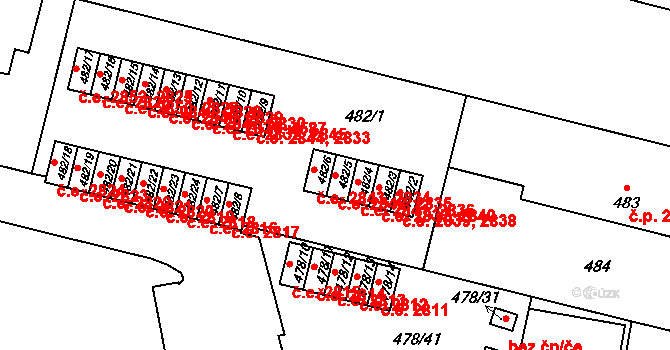 Ústí nad Labem-centrum 2835,2842, Ústí nad Labem na parcele st. 482/5 v KÚ Ústí nad Labem, Katastrální mapa