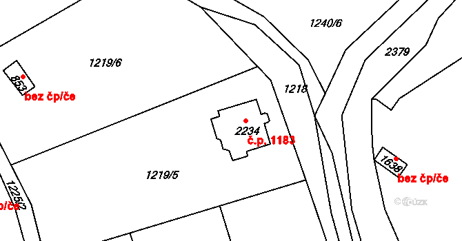 Vizovice 1183 na parcele st. 2234 v KÚ Vizovice, Katastrální mapa