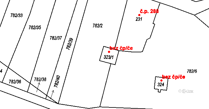 Chotyně 39501744 na parcele st. 323/1 v KÚ Chotyně, Katastrální mapa