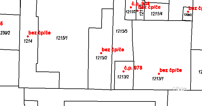 Podbořany 40611744 na parcele st. 1215/2 v KÚ Podbořany, Katastrální mapa