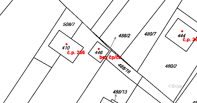Nové Syrovice 42879744 na parcele st. 446 v KÚ Nové Syrovice, Katastrální mapa