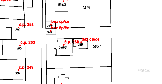 Kutná Hora 43058744 na parcele st. 589 v KÚ Sedlec u Kutné Hory, Katastrální mapa