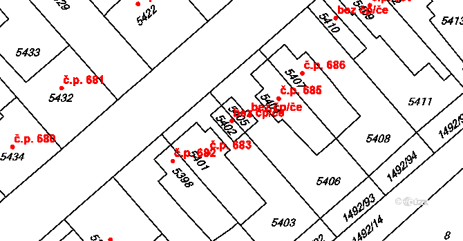 Kladno 44389744 na parcele st. 5402 v KÚ Kročehlavy, Katastrální mapa
