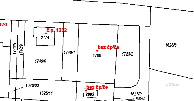 Ústí nad Orlicí 45541744 na parcele st. 1700 v KÚ Ústí nad Orlicí, Katastrální mapa
