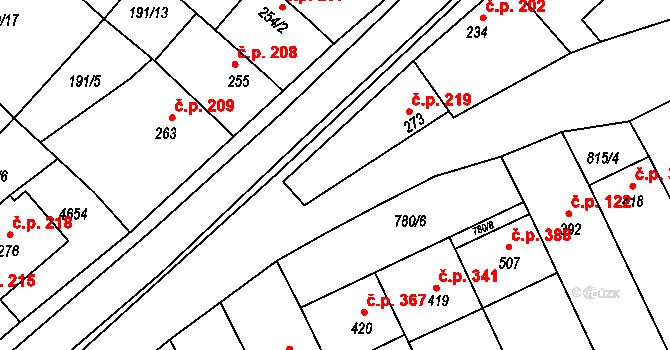 Mistřice 219 na parcele st. 273 v KÚ Mistřice I, Katastrální mapa