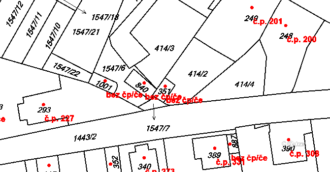 Chýnov 47410744 na parcele st. 351 v KÚ Chýnov u Tábora, Katastrální mapa