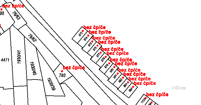 Hrušovany nad Jevišovkou 48978744 na parcele st. 977 v KÚ Hrušovany nad Jevišovkou, Katastrální mapa