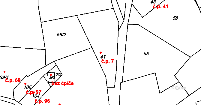 Hroubovice 7 na parcele st. 41 v KÚ Hroubovice, Katastrální mapa