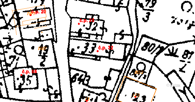 Březí 32, Žinkovy na parcele st. 33 v KÚ Březí u Žinkov, Katastrální mapa