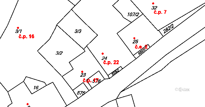 Jablečno 22, Zbiroh na parcele st. 24 v KÚ Jablečno, Katastrální mapa