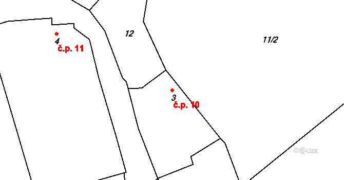 Žitná 10, Hracholusky na parcele st. 3 v KÚ Žitná u Netolic, Katastrální mapa