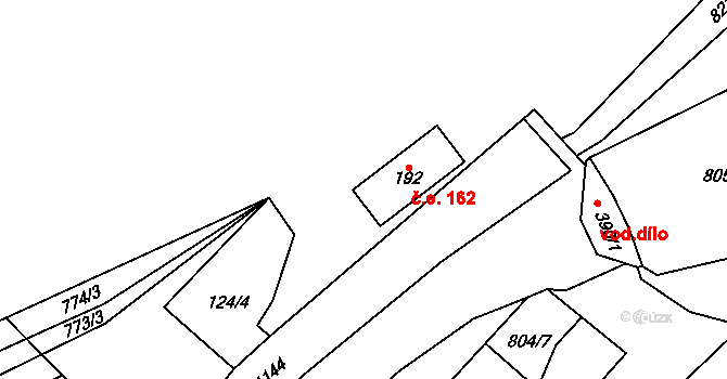 Hrabová 162 na parcele st. 192 v KÚ Hrabová u Dubicka, Katastrální mapa