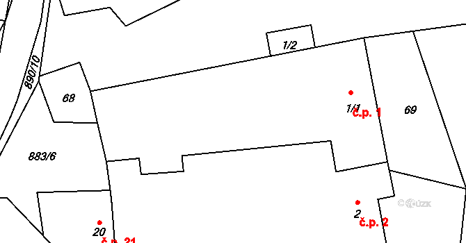 Bořetice 1 na parcele st. 1/1 v KÚ Bořetice, Katastrální mapa