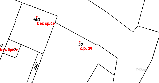 Černochov 26, Peruc na parcele st. 50 v KÚ Černochov, Katastrální mapa