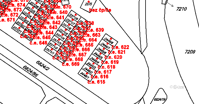 Žatec 619 na parcele st. 2446/5 v KÚ Žatec, Katastrální mapa