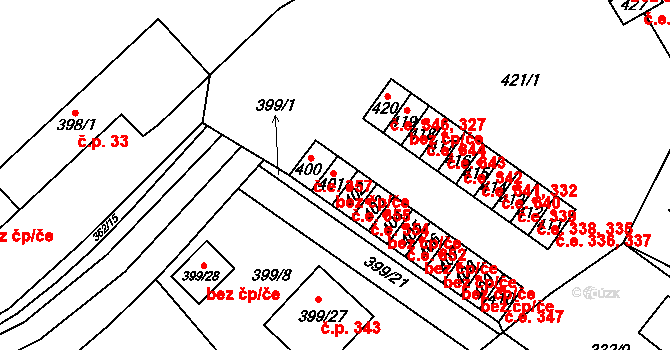 Povrly 356 na parcele st. 401 v KÚ Povrly, Katastrální mapa