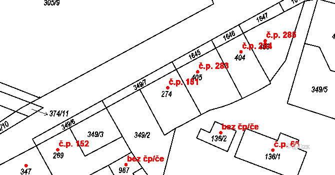 Doudleby nad Orlicí 151 na parcele st. 274 v KÚ Doudleby nad Orlicí, Katastrální mapa