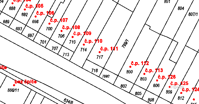 Rychlov 111, Bystřice pod Hostýnem na parcele st. 717 v KÚ Rychlov u Bystřice pod Hostýnem, Katastrální mapa