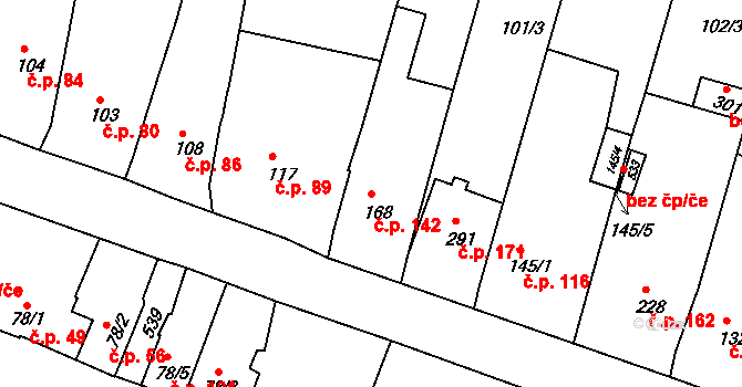 Žopy 142, Holešov na parcele st. 168 v KÚ Žopy, Katastrální mapa